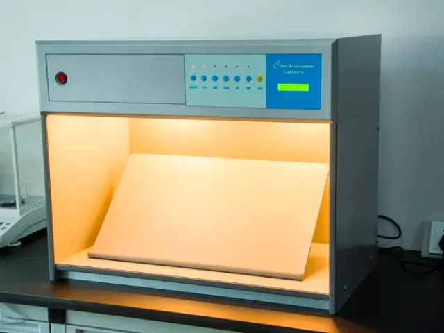 Colour in D65 cabinet - Against sealed lab dip, shade band A/B